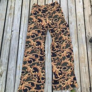 ZARA Trafaluc Chain Print Wide Leg Pants